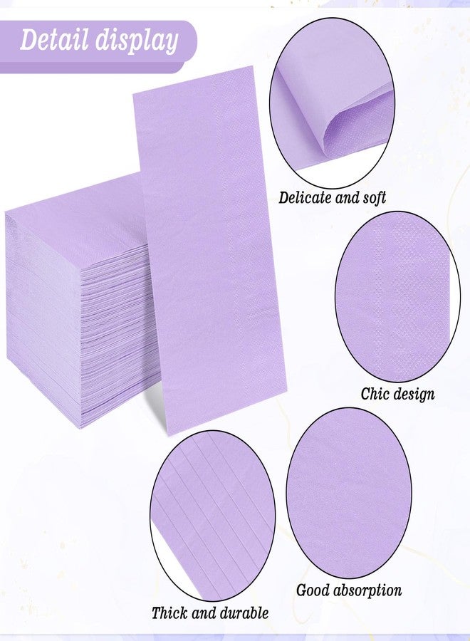 وولاين مجموعة مناديل ضيوف من والين، 200 قطعة، لون بنفسجي، للاستخدام مرة واحدة، برائحة الخزامى، مثالية لحفلات العشاء، مناديل ورقية يدوية مزخرفة، مناسبة للحمام، حفلات الزفاف، حفلات توديع العزوبية، حفلات أعياد الميلاد، مستلزمات تزيين الطاولات - Image 3